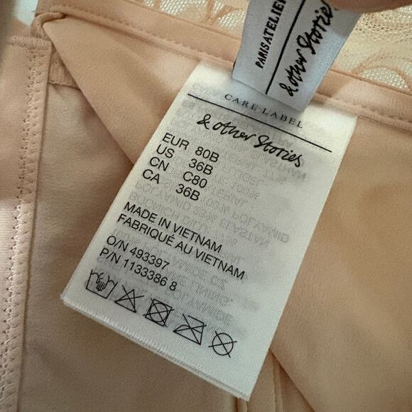 & Other Stories Size 36B Lace Bustier Underwired Bra Pink Adjustable Straps - Picture 9 of 9